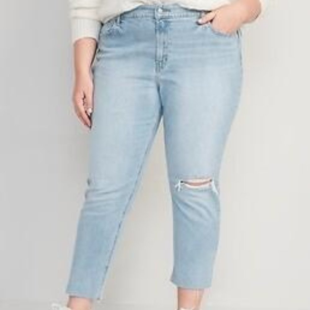 Old Navy Mid-Rise Boyfriend Straight Ripped Jeans for Women New - Picture 3 of 3